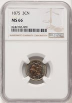 1875 3CN Three Cent Nickel NGC MS66