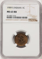 1909-S 1C Indian RB Indian Cent NGC MS63