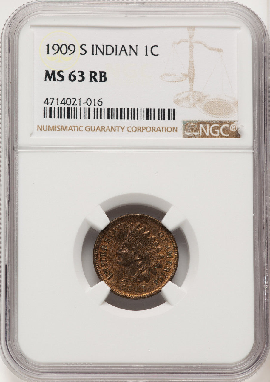 1909-S 1C Indian RB Indian Cent NGC MS63