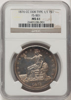 1876-CC T$1 Dbld Die Trade Dollar NGC MS61