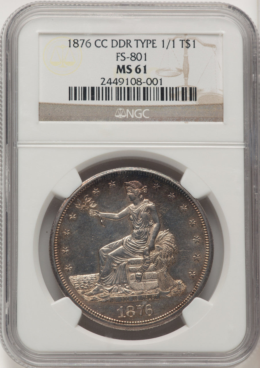 1876-CC T$1 Dbld Die Trade Dollar NGC MS61