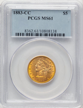 1883-CC $5 Liberty Half Eagle PCGS MS61