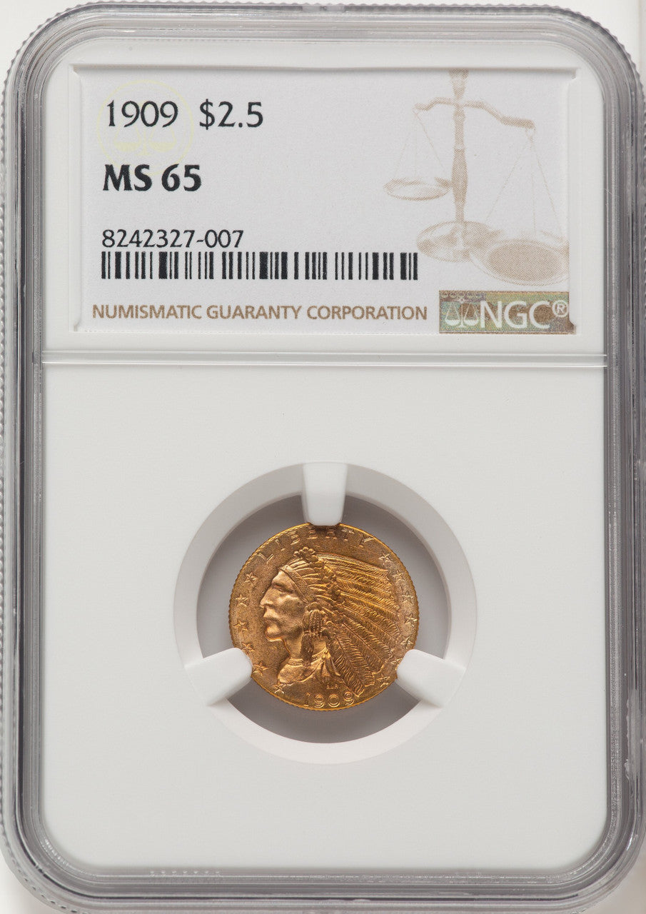 1909 $2.50 Indian Quarter Eagle NGC MS65 (507051055)