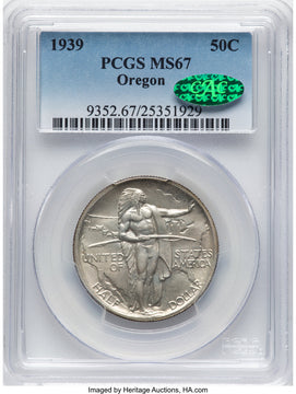1939 50C Oregon CAC Commemorative Silver PCGS MS67