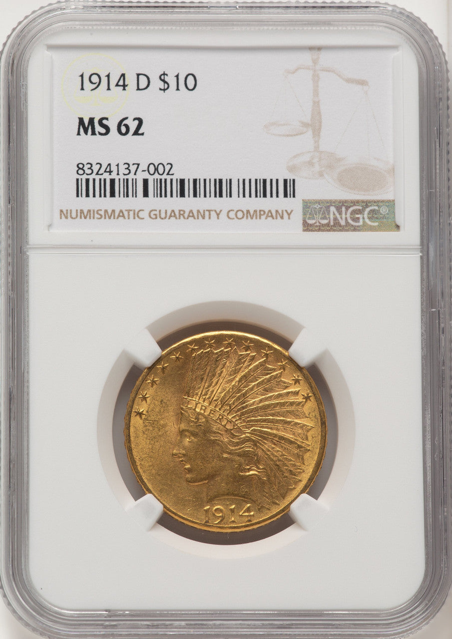 1914-D $10 Indian Eagle NGC MS62 (572257037)