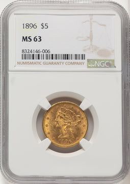 1896 $5 Liberty Half Eagle NGC MS63 (572278118)