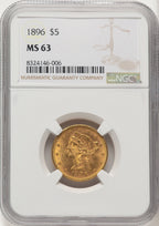 1896 $5 Liberty Half Eagle NGC MS63 (572278118)