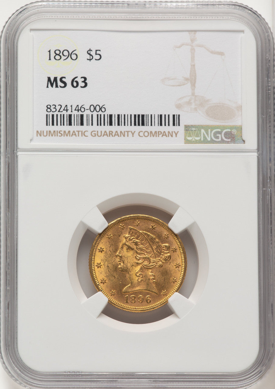1896 $5 Liberty Half Eagle NGC MS63 (572278118)