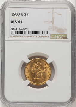 1899-S $5 Liberty Half Eagle NGC MS62