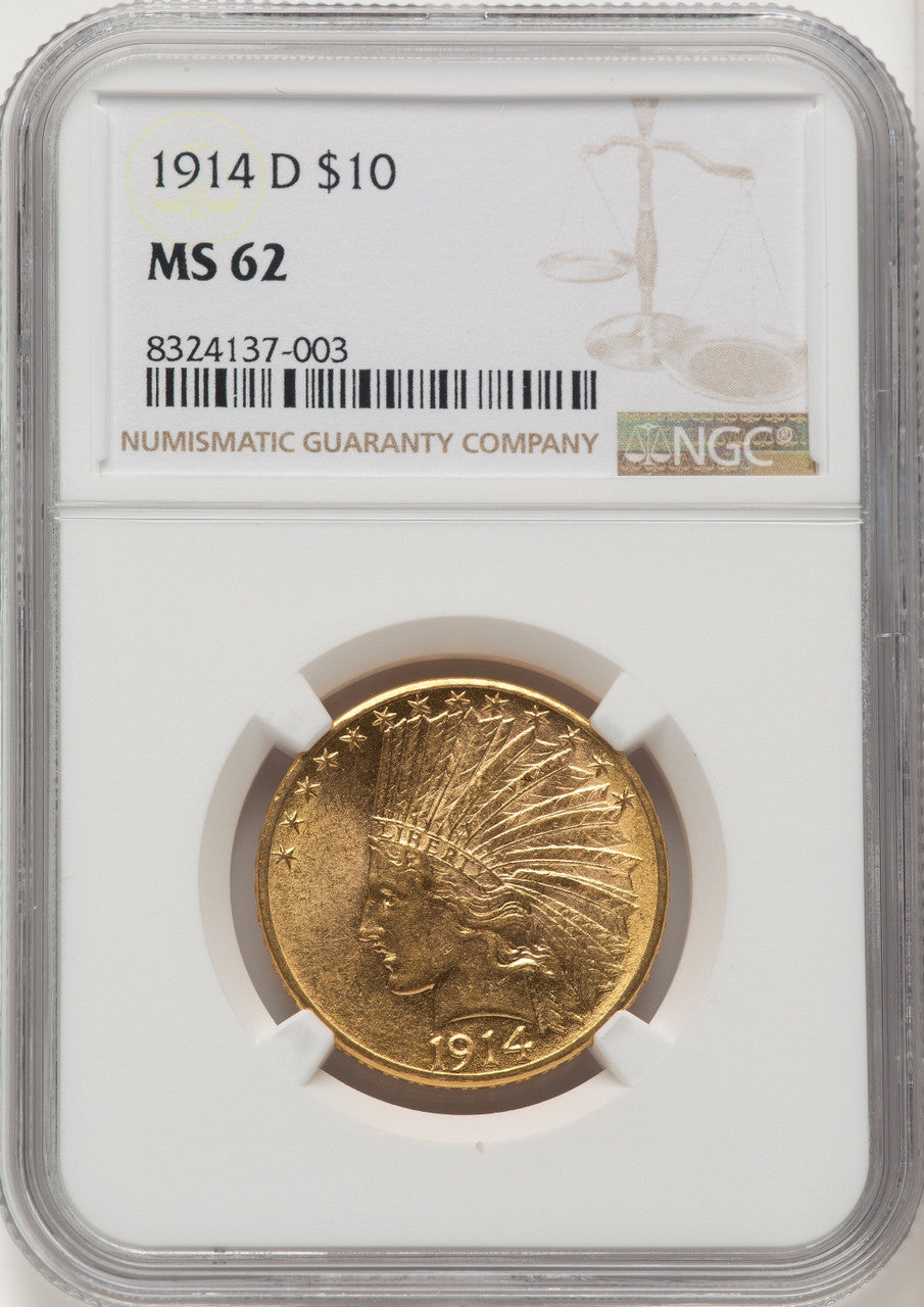 1914-D $10 Indian Eagle NGC MS62 (572274057)