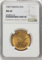 1907 $10 No Motto Indian Eagle NGC MS62 (177192076)