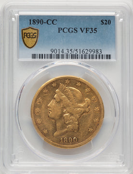 1890-CC $20 Liberty Double Eagle PCGS VF35