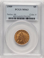 1909 $5 Indian Half Eagle PCGS MS63 (507173001)