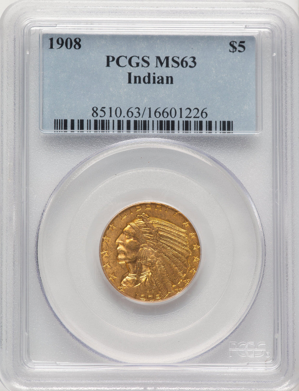 1908 $5 Indian Indian Half Eagle PCGS MS63 (775381028)
