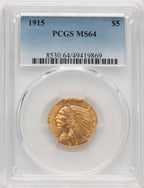 1915 $5 Indian Half Eagle PCGS MS64 (775354001)