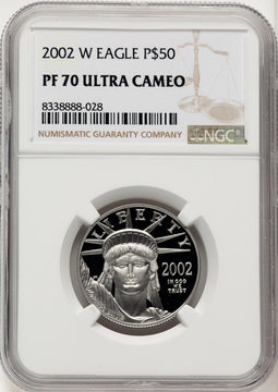 2002-W $50 Half-Ounce Platinum Eagle Brown Label NGC PF70 (520684086)