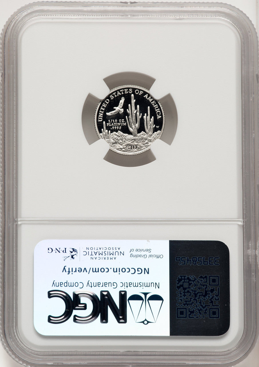 2001-W $10 Tenth-Ounce Platinum Brown Label NGC PF70 (520684066)