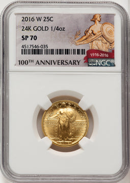 2016-W 25C Standing Liberty 100th Anniversary Gold Centennial 100th Anniversary NGC MS70