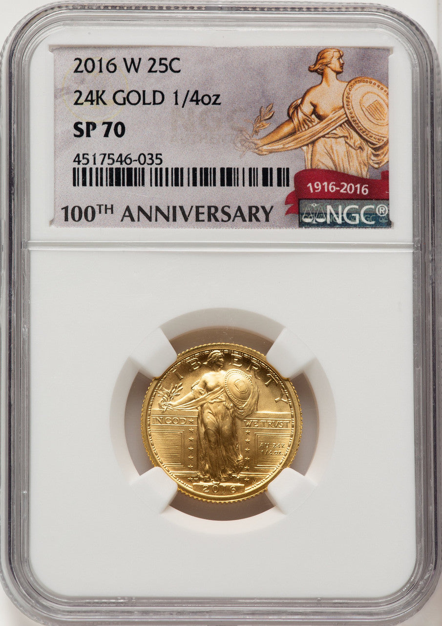 2016-W 25C Standing Liberty 100th Anniversary Gold Centennial 100th Anniversary NGC MS70