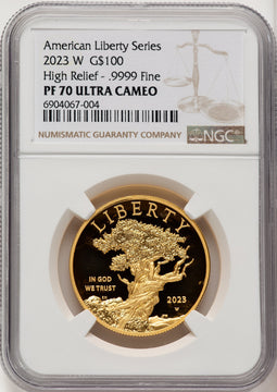 2023-W G$100 American Liberty High Relief Brown Label NGC PF70