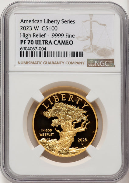 2023年 チャド共和国 リディアステーター GILT銀貨 NGC MS70 2023-W G$100 American Liberty High Relief Brown Label NGC PF70