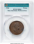 1723 Rosa Americana Penny M. 2.6-Eb.2 BN Colonials PCGS MS62