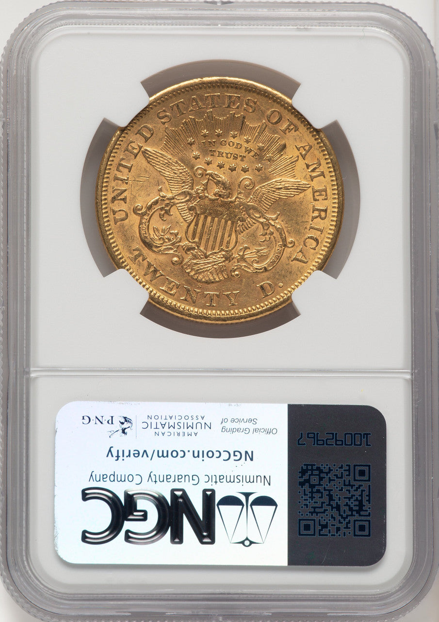 1869-S $20 CAC Liberty Double Eagle NGC AU58