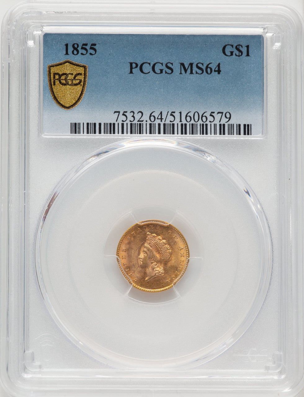 1855 G$1 Type Two Gold Dollar PCGS MS64 (520369100)