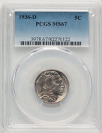 1936-D 5C Buffalo Nickel PCGS MS67 (776249001)