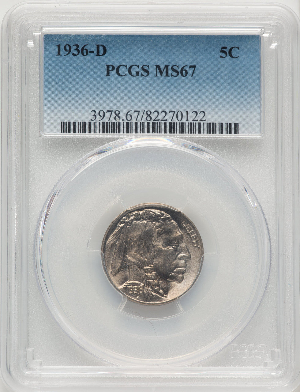 1936-D 5C Buffalo Nickel PCGS MS67 (776249001)