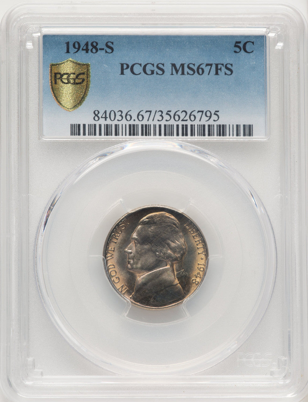 1948-S 5C FS Jefferson Nickel PCGS MS67