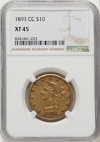 1891-CC $10 Liberty Eagle NGC XF45