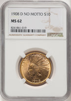 1908-D $10 NO MOTTO Indian Eagle NGC MS62 (506734069)