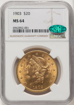 1903 $20 CAC Liberty Double Eagle NGC MS64