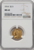 1914 $2.50 Indian Quarter Eagle NGC MS62 (774313009)