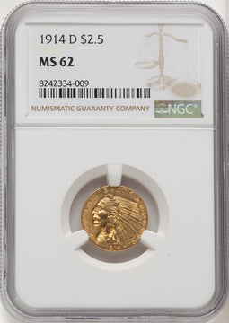 1914-D $2.50 Indian Quarter Eagle NGC MS62 (774313015)