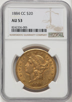 1884-CC $20 Liberty Double Eagle NGC AU53 (177245002)