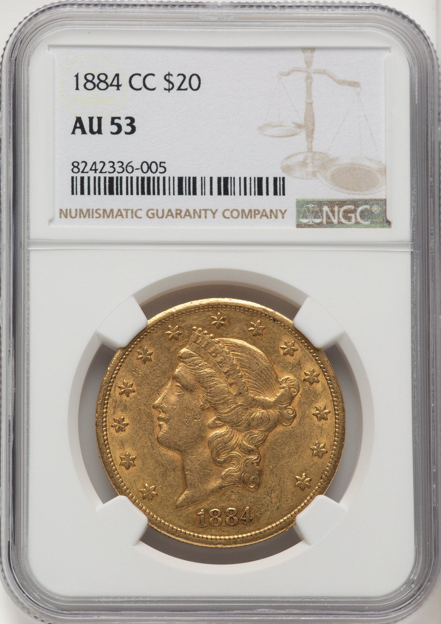 1884-CC $20 Liberty Double Eagle NGC AU53 (177245002)