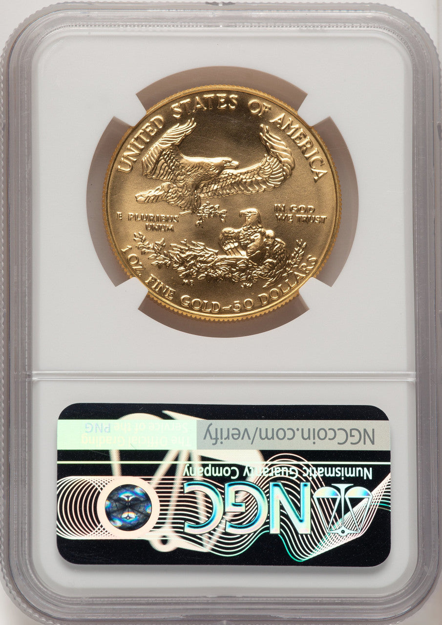 1989 $50 One-Ounce Gold Eagle Brown Label NGC MS70 (763598001)