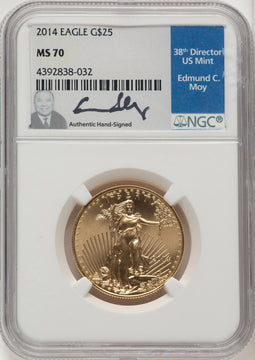 2014 $25 Half-Ounce Gold Eagle NGC MS70 Ed Moy