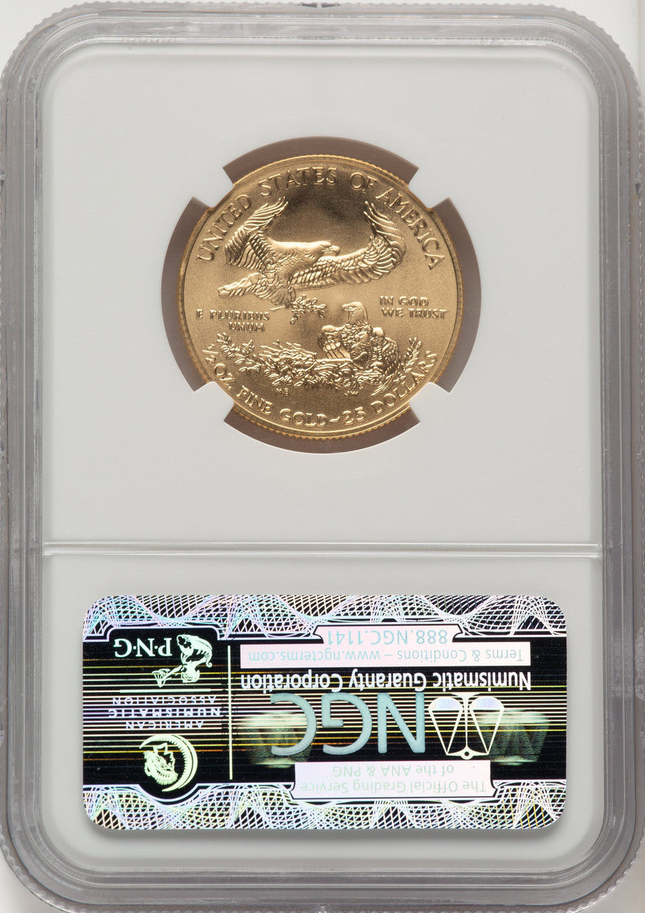 2014 $25 Half-Ounce Gold Eagle Brown Label NGC MS70 (520050007)