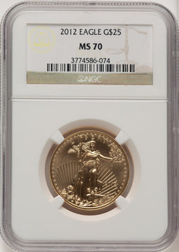 2012 $25 Half-Ounce Gold Eagle Brown Label NGC MS70 (520050003)