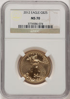 2012 $25 Half-Ounce Gold Eagle Brown Label NGC MS70 (520050003)