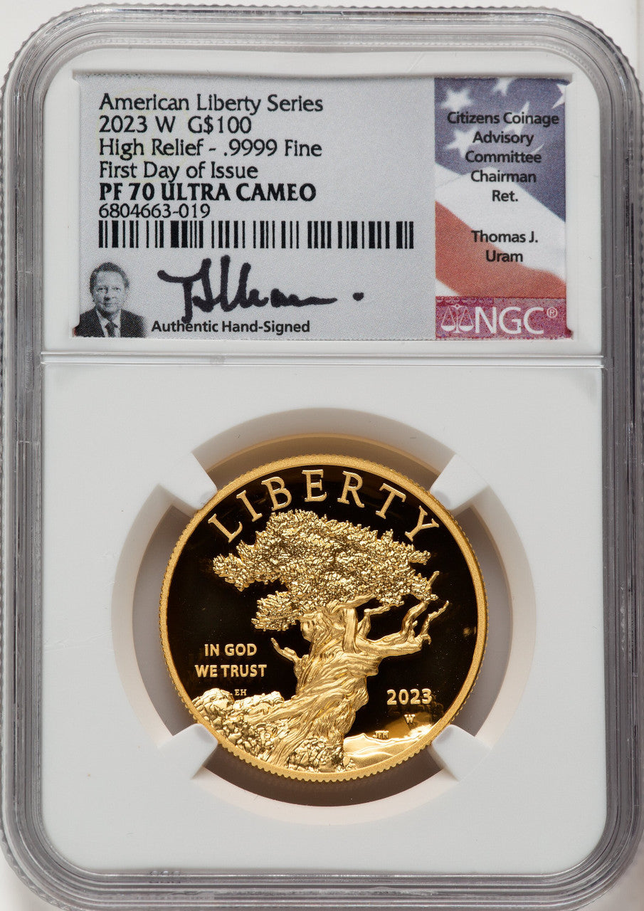2023-W G$100 American Liberty High Relief FDI Thomas Uram NGC PF70