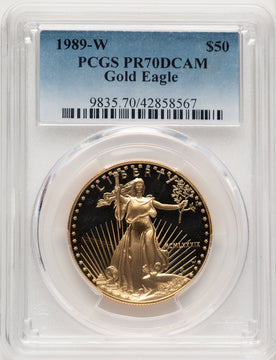1989-W $50 One-Ounce Gold Eagle Blue Gradient PCGS PR70 (774237001)