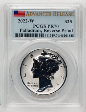 2022-W Palladium Eagle 1 oz REV AR Flag PCGS PR70