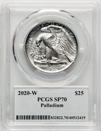 2020-W Palladium Eagle 1 oz Burnished Non Designation PCGS MS70