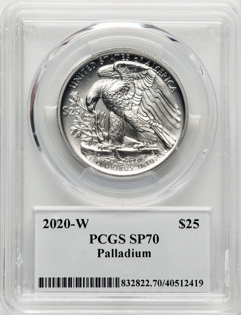 2020-W Palladium Eagle 1 oz Burnished Non Designation PCGS MS70