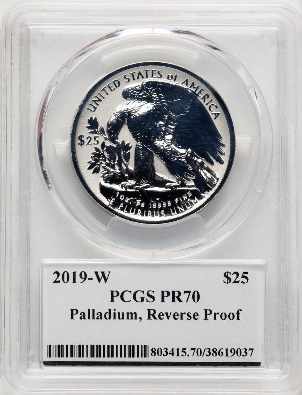 2019-W Palladium Eagle 1 oz REV Non Designation PCGS PR70