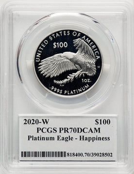 2020-W $100 One Ounce Platinum Eagle Happiness PRDC PCGS PR70